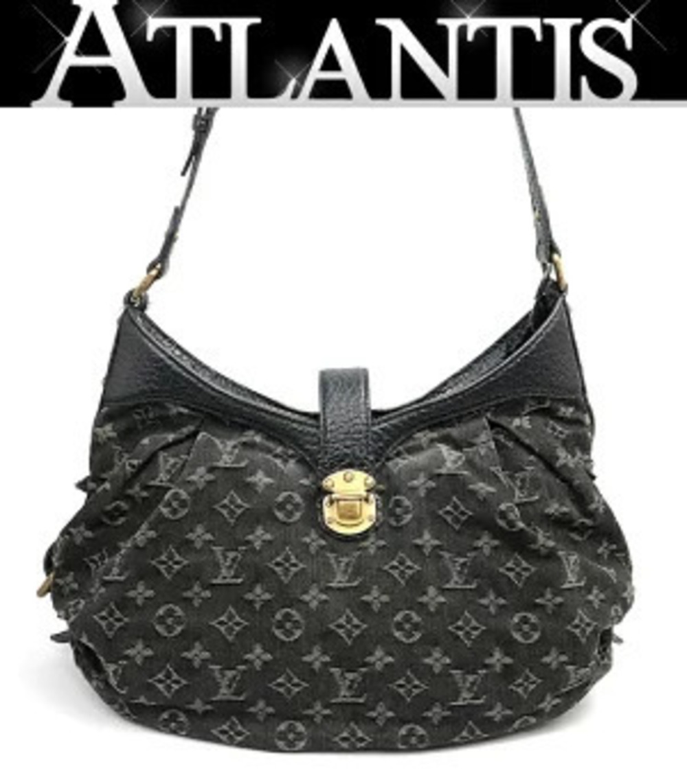 Louis Vuitton Denim Shoulder Bag Monogram Black